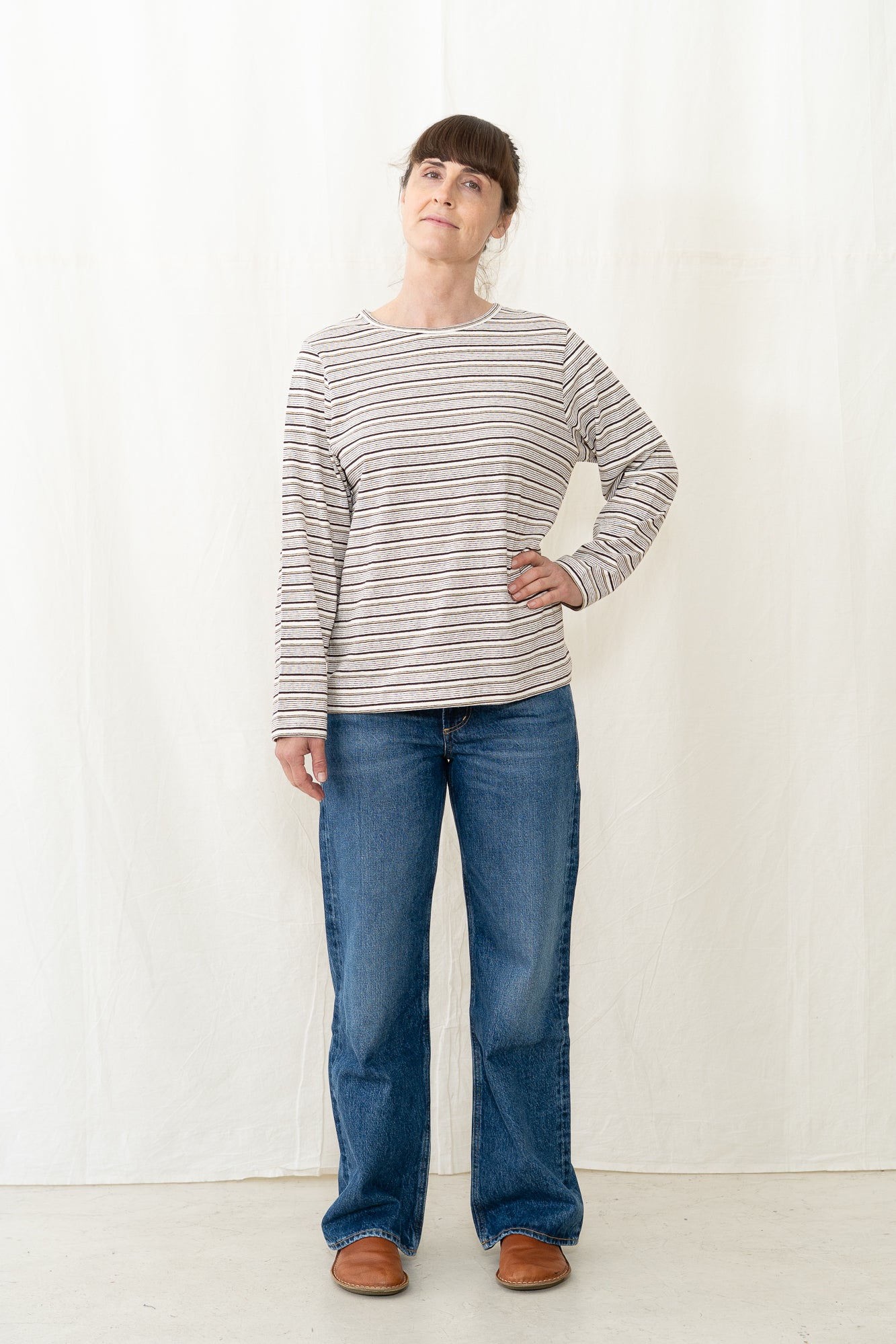 SARAHWEAR Stripe Jersey Shirt in Ivory