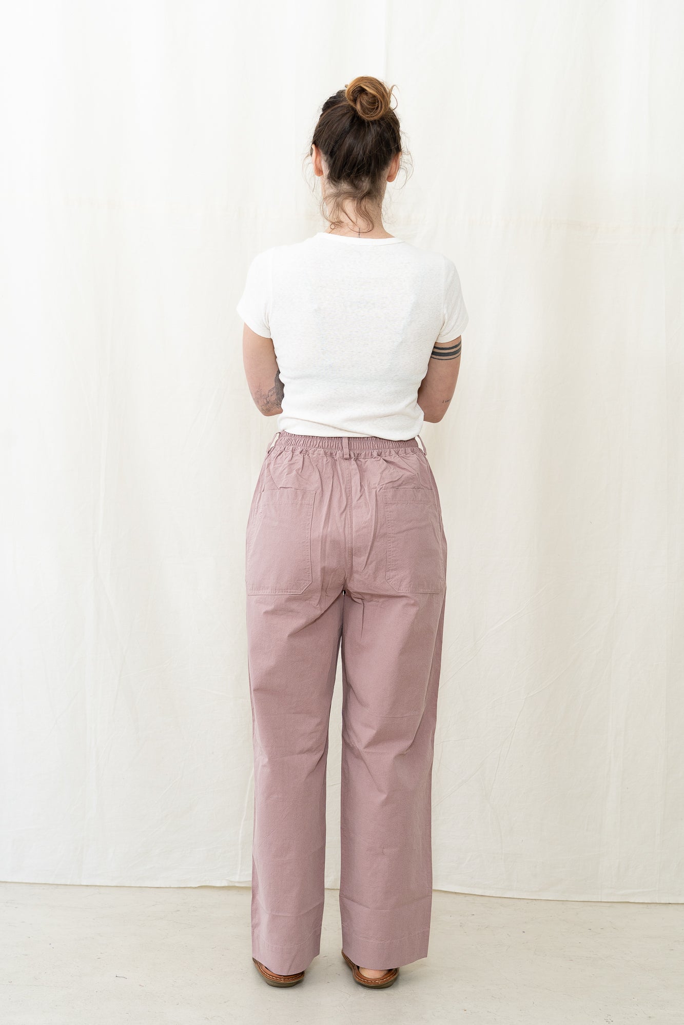 Kappy One Tuck Wide Fatigue Pants in Lt Pink