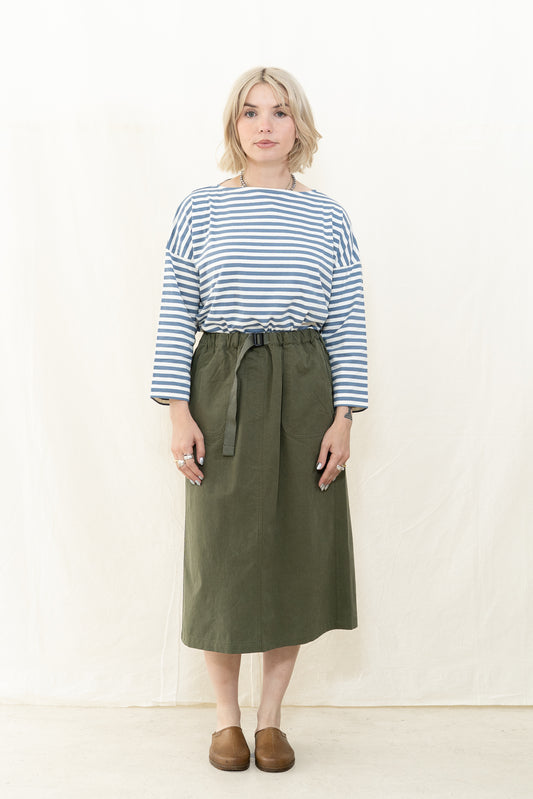 Kappy Cotton Fatigue Skirt in Khaki