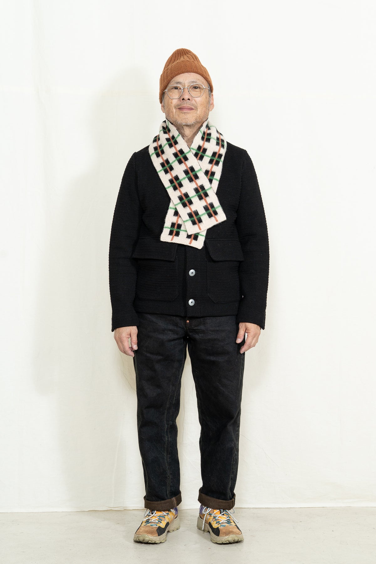 Jo Gordon Brushed Tartan Scarf in Oatmeal