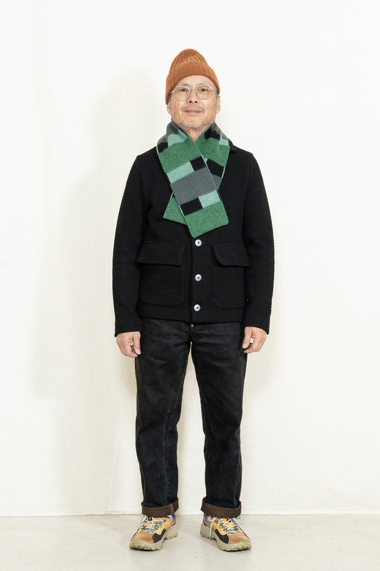 Jo Gordon Split Stripe Scarf in Asparagus and Drill Grey