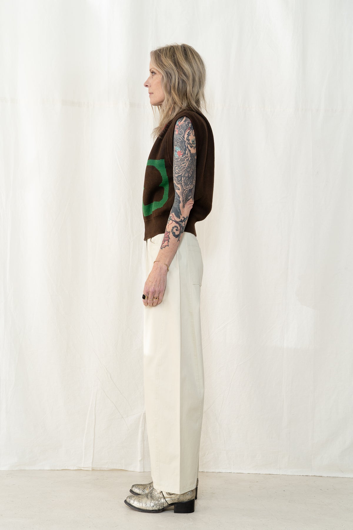 Bobo Choses Plant Seal Jacquard Vest in Dark Brown