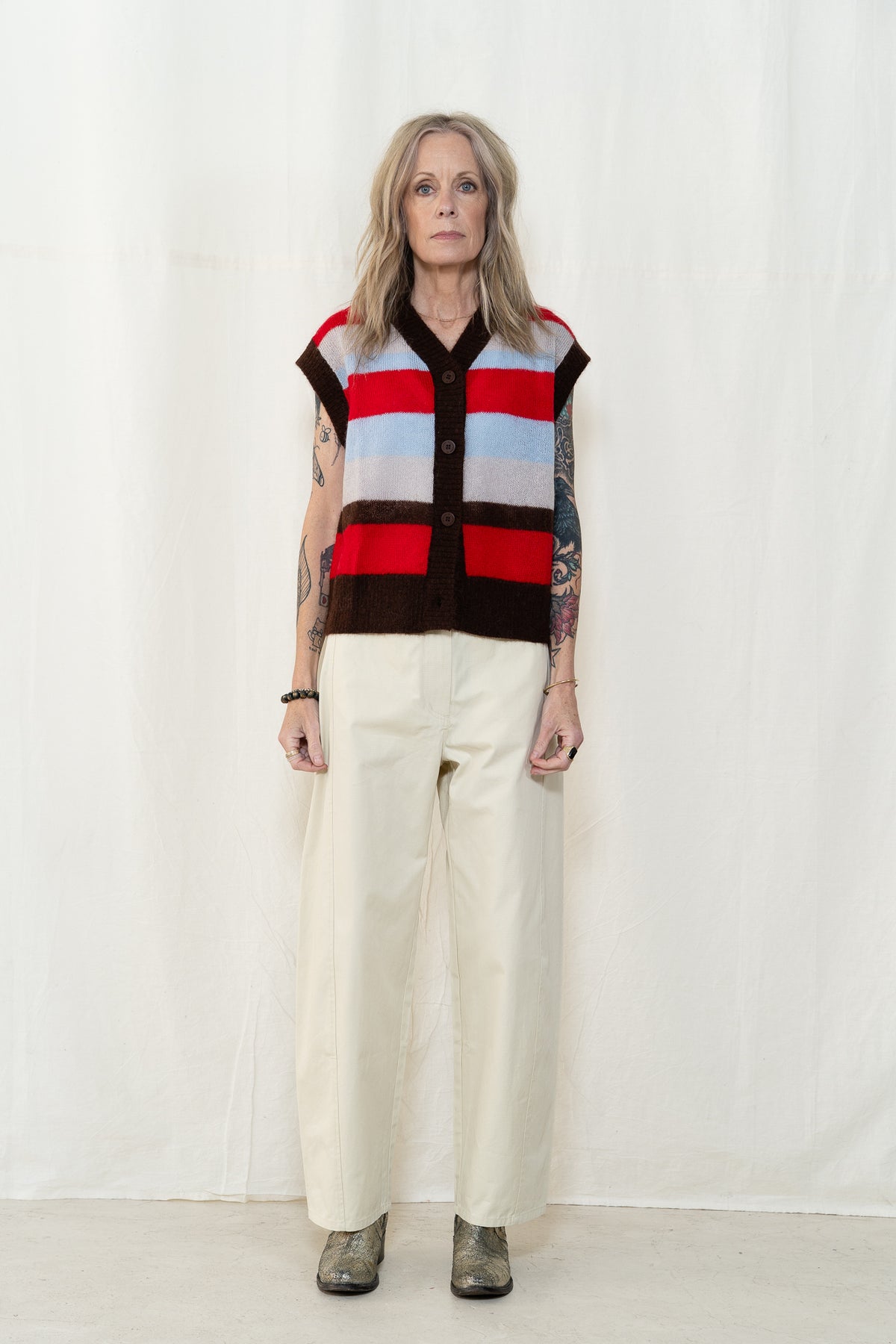 Thinking MU Fadwa Striped Knitted Vest