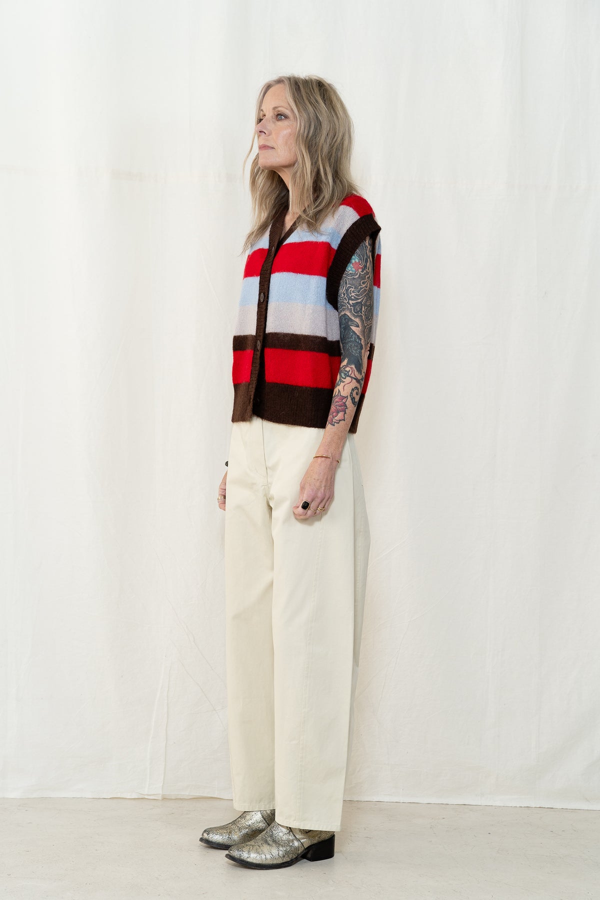 Thinking MU Fadwa Striped Knitted Vest