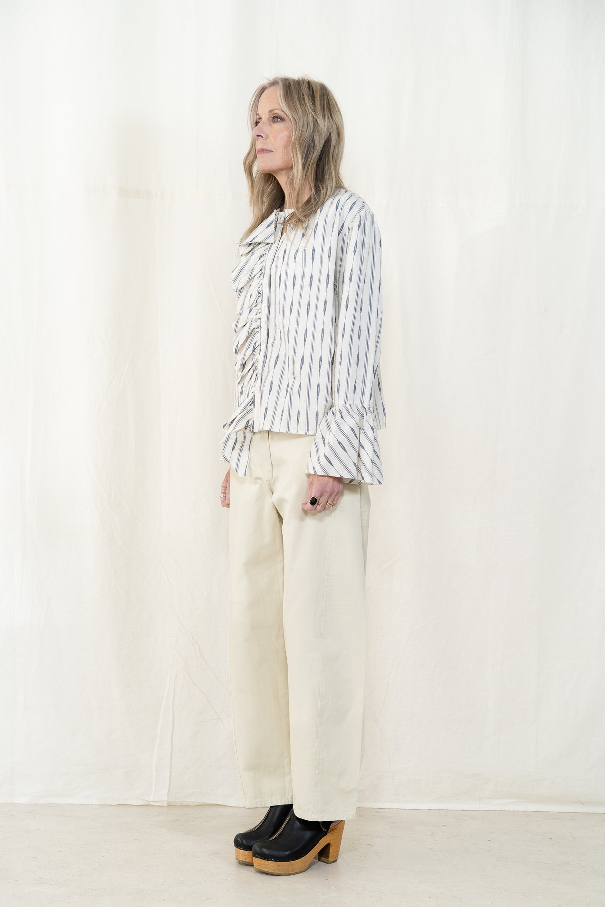 Uqnatu Cascade Ruffle Blouse Blip Ikat