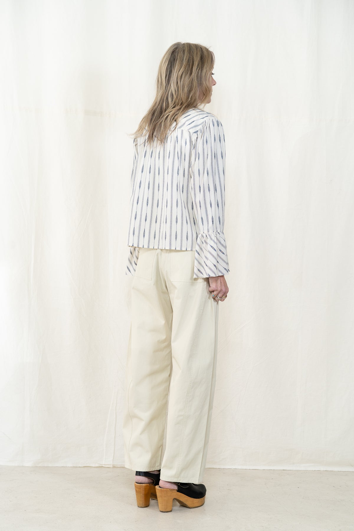 Uqnatu Cascade Ruffle Blouse Blip Ikat