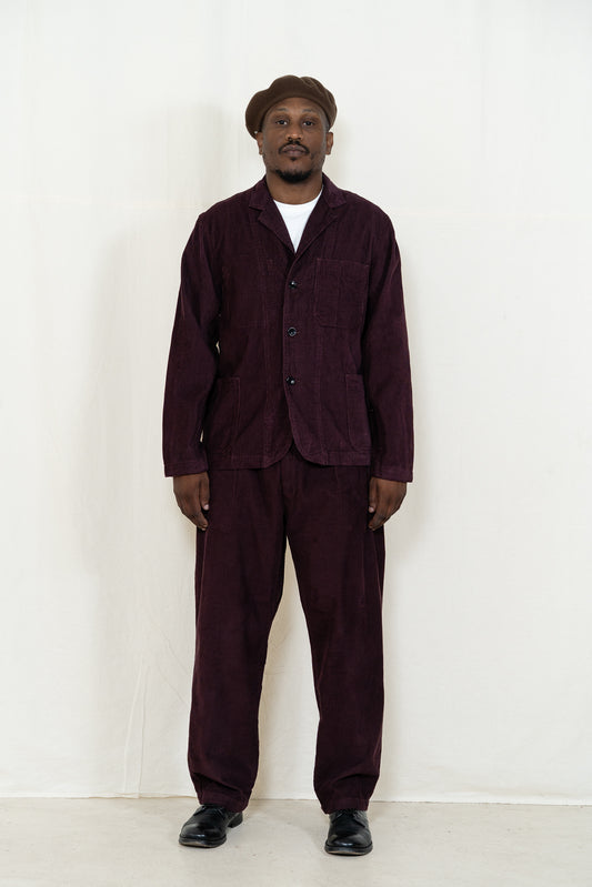 Service Works Cord Server Suit Jacket in Burgundy