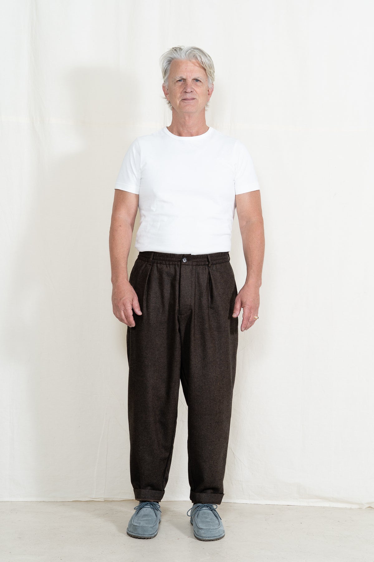 Universal Works Pleated Track Pant in Brown