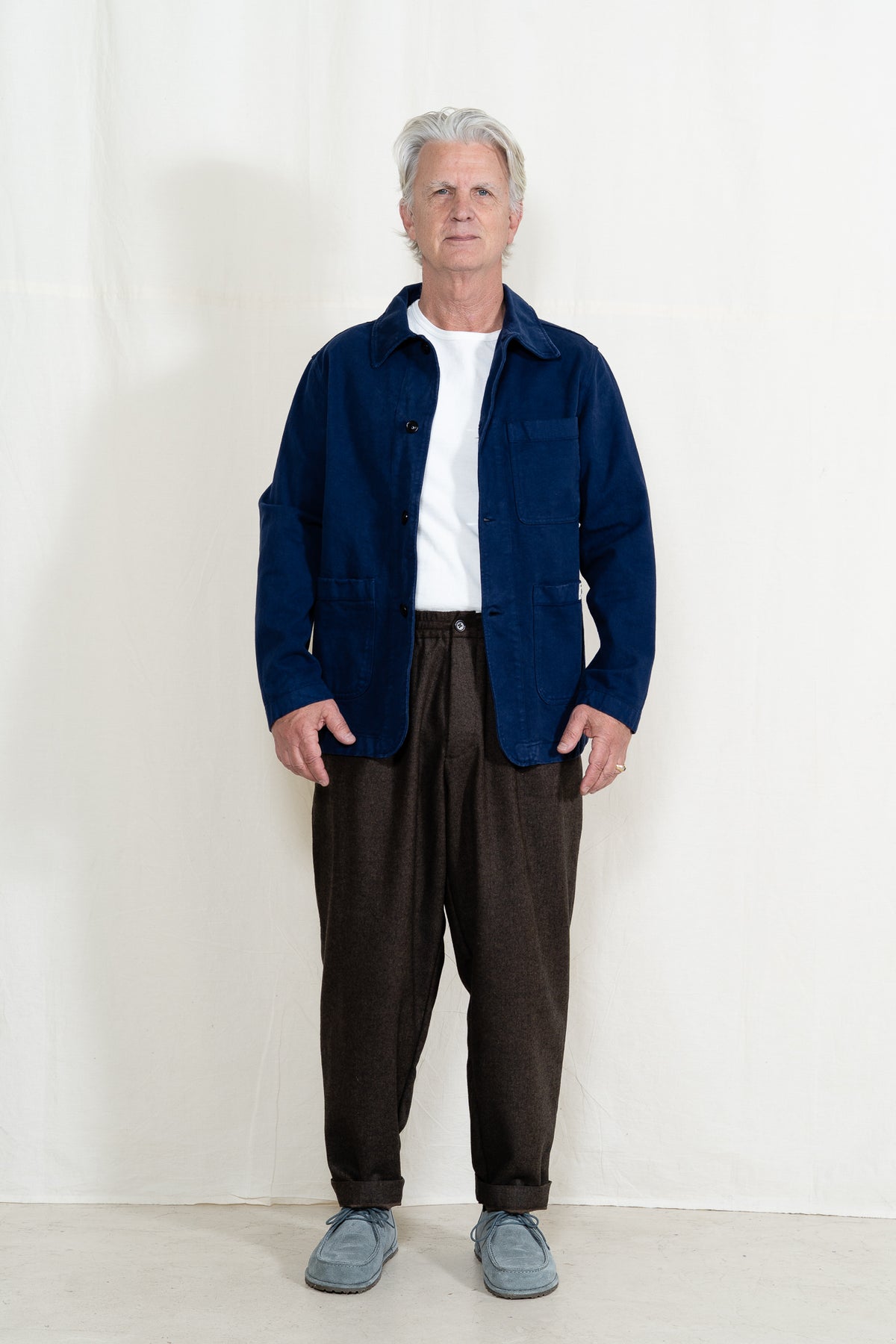 Merz b. Schwanen Worker Twill Jacket in Ink Blue