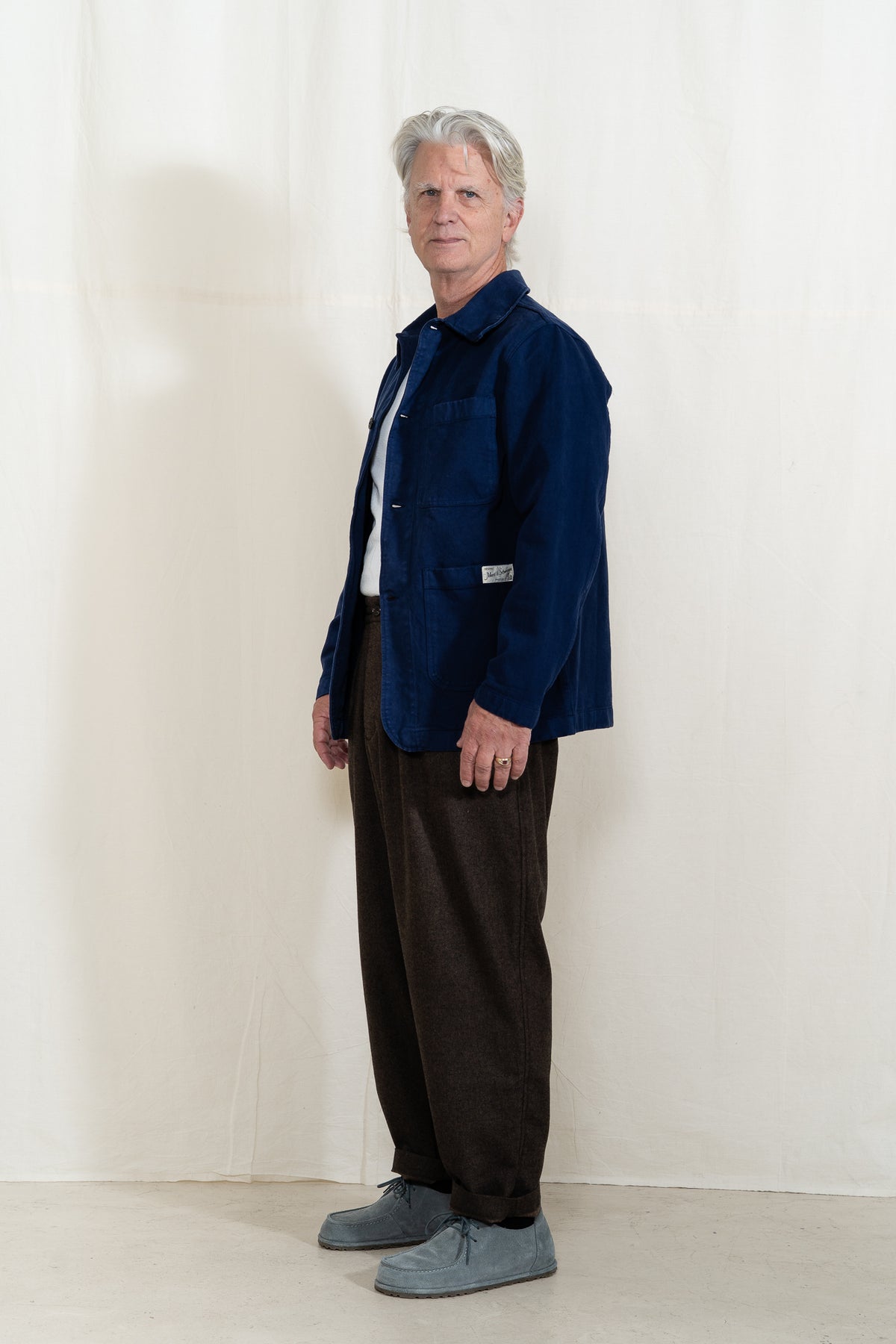 Merz b. Schwanen Worker Twill Jacket in Ink Blue