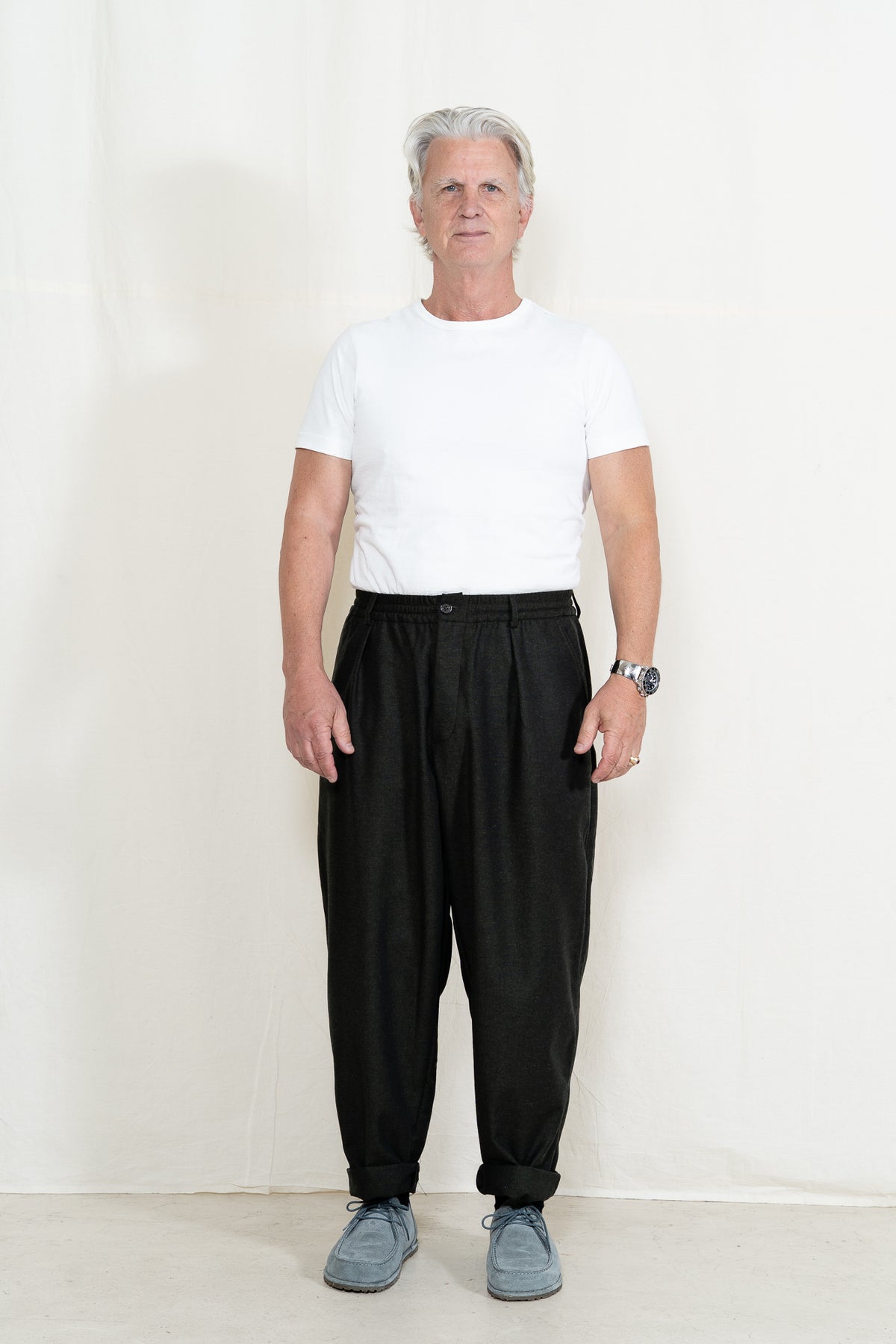 Universal Works Pleated Track Pant in Olive