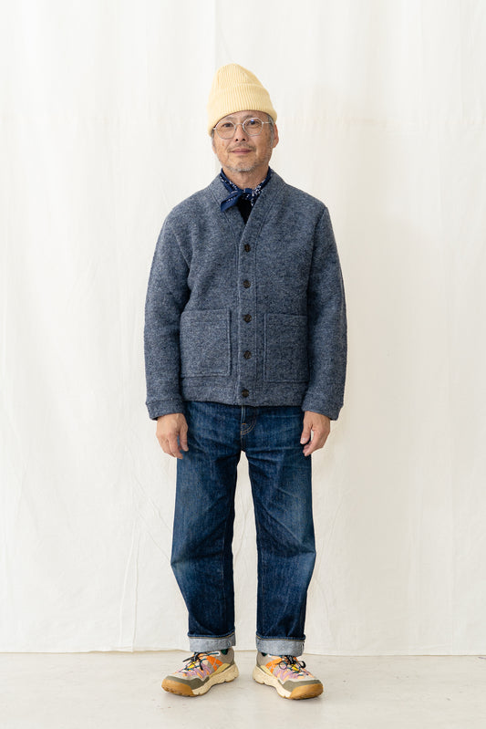 Universal Works Advance Cardigan in Slate Blue