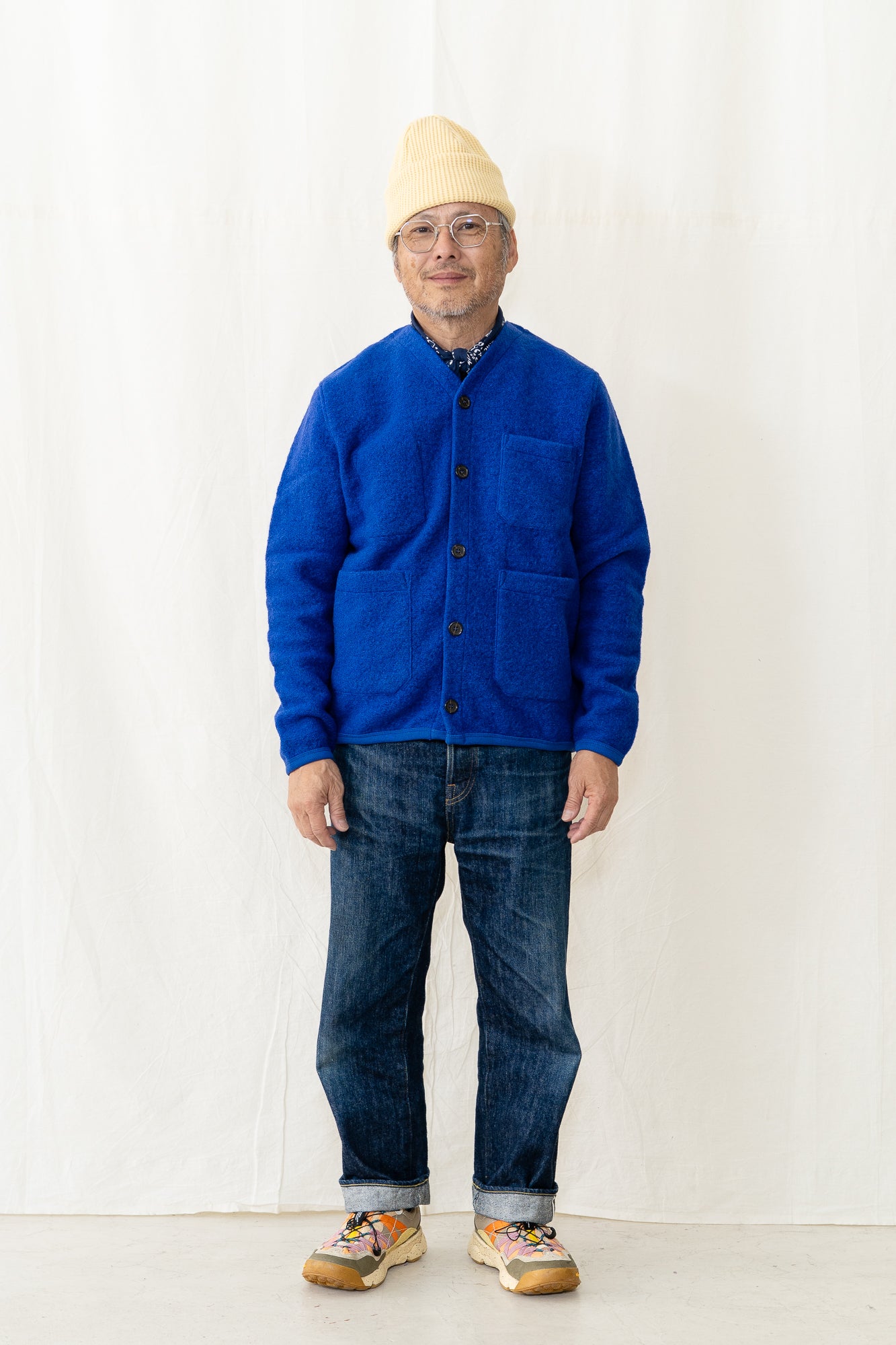 Universal Works Fleece Cardigan in Blue