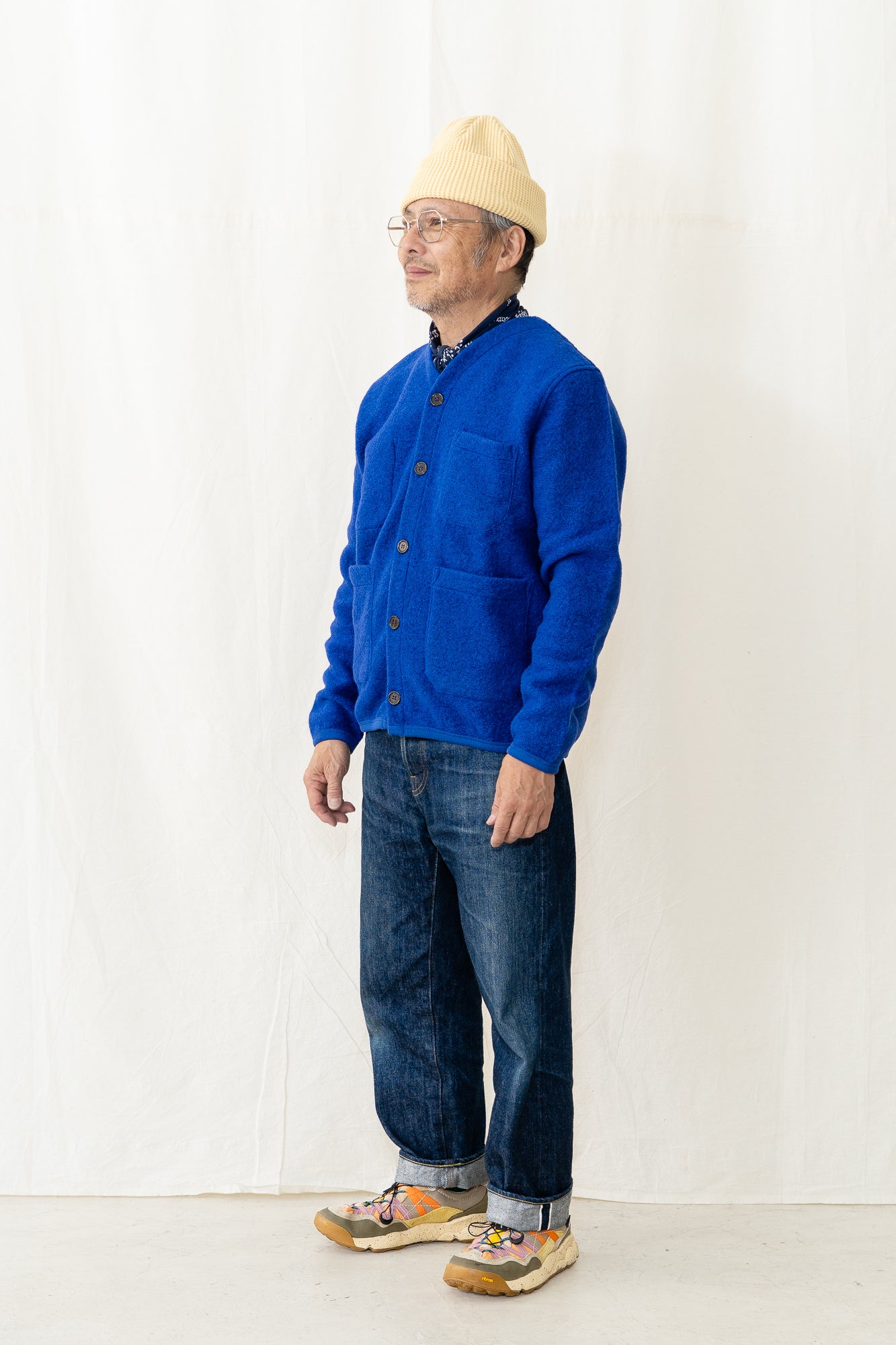 Universal Works Fleece Cardigan in Blue
