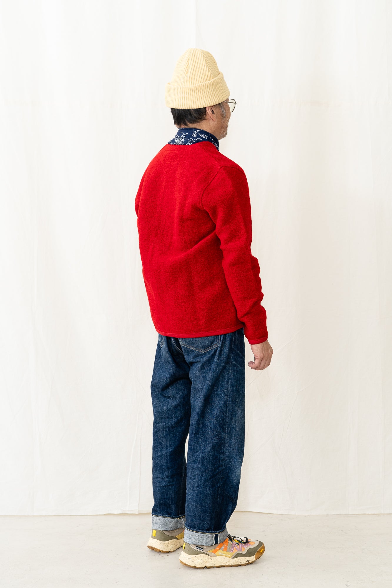 Universal Works Fleece Cardigan in Scarlet