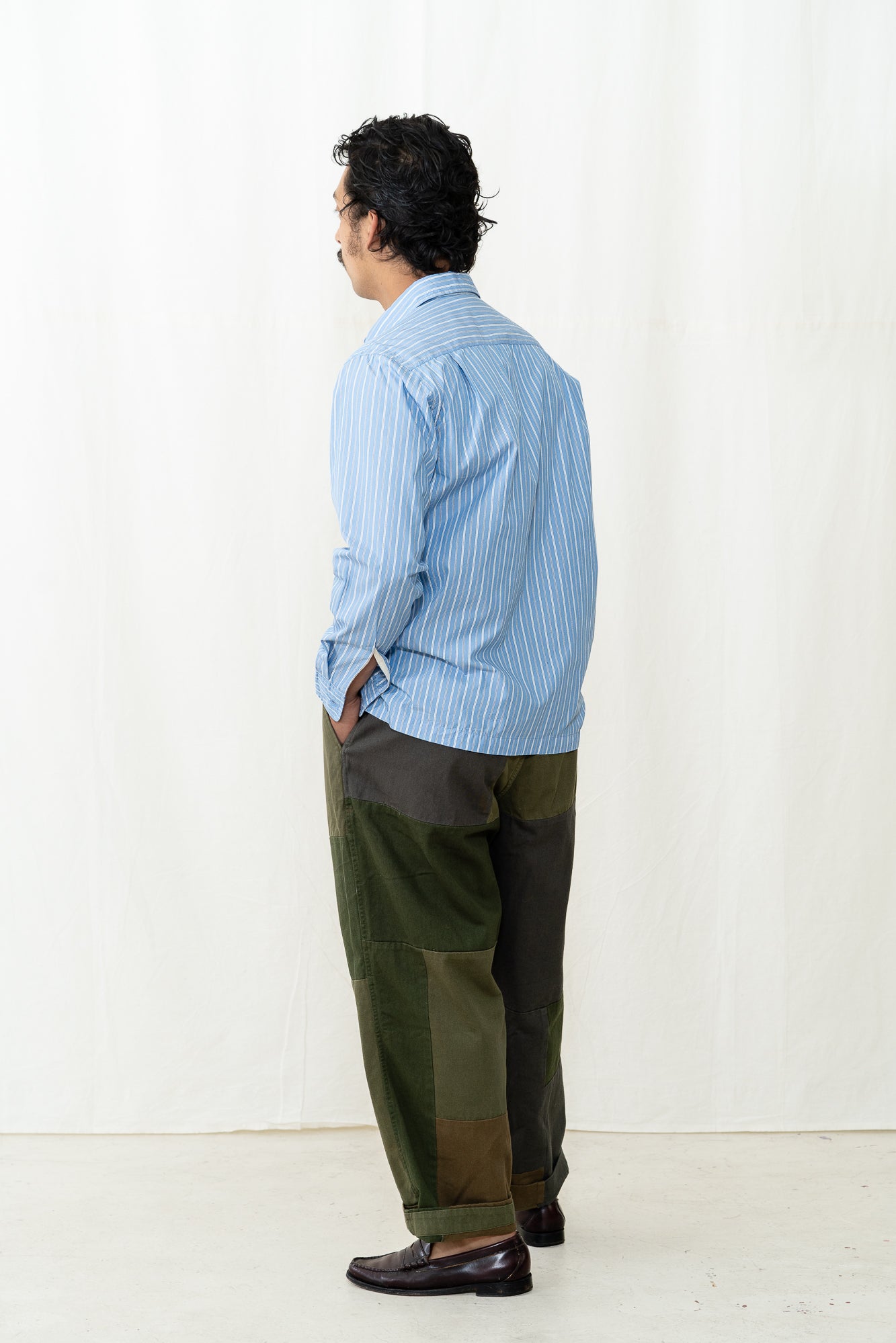 Universal Works Lucky Shirt in Blue Stripe