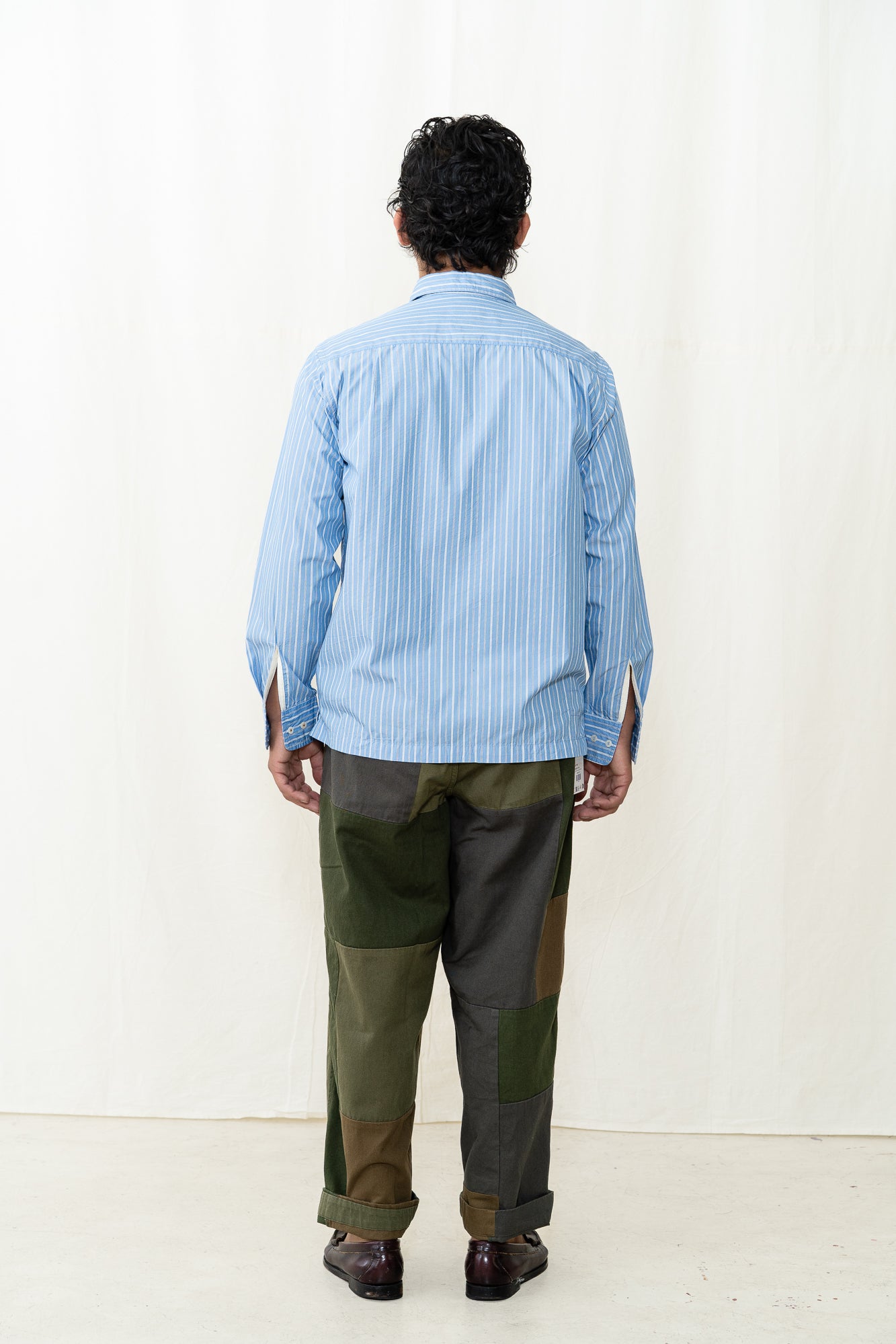 Universal Works Lucky Shirt in Blue Stripe