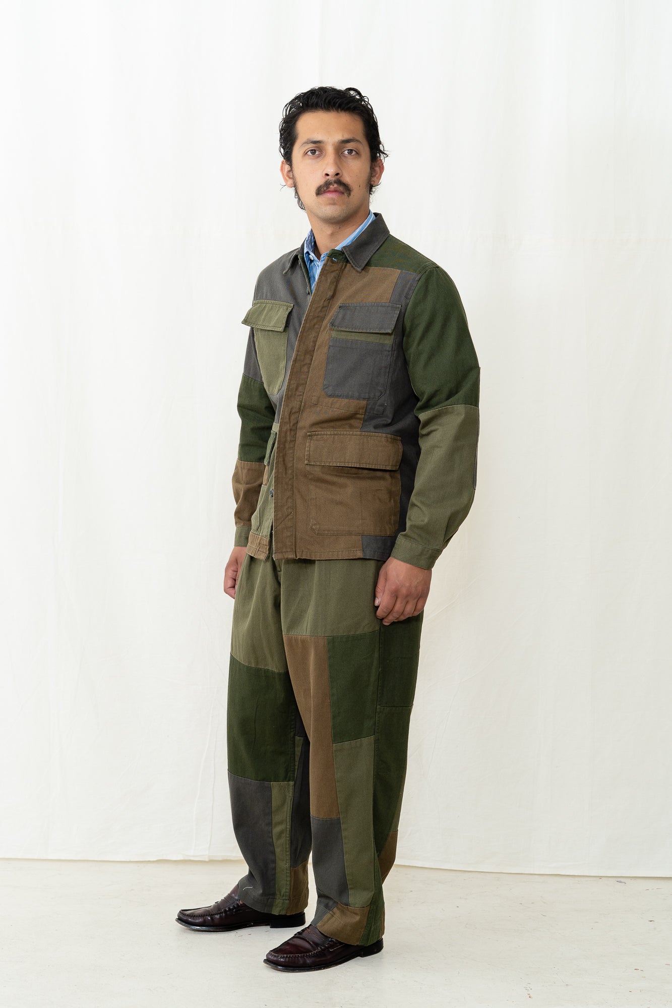 Universal Works MW Fatigue Jacket in Olive Patchwork