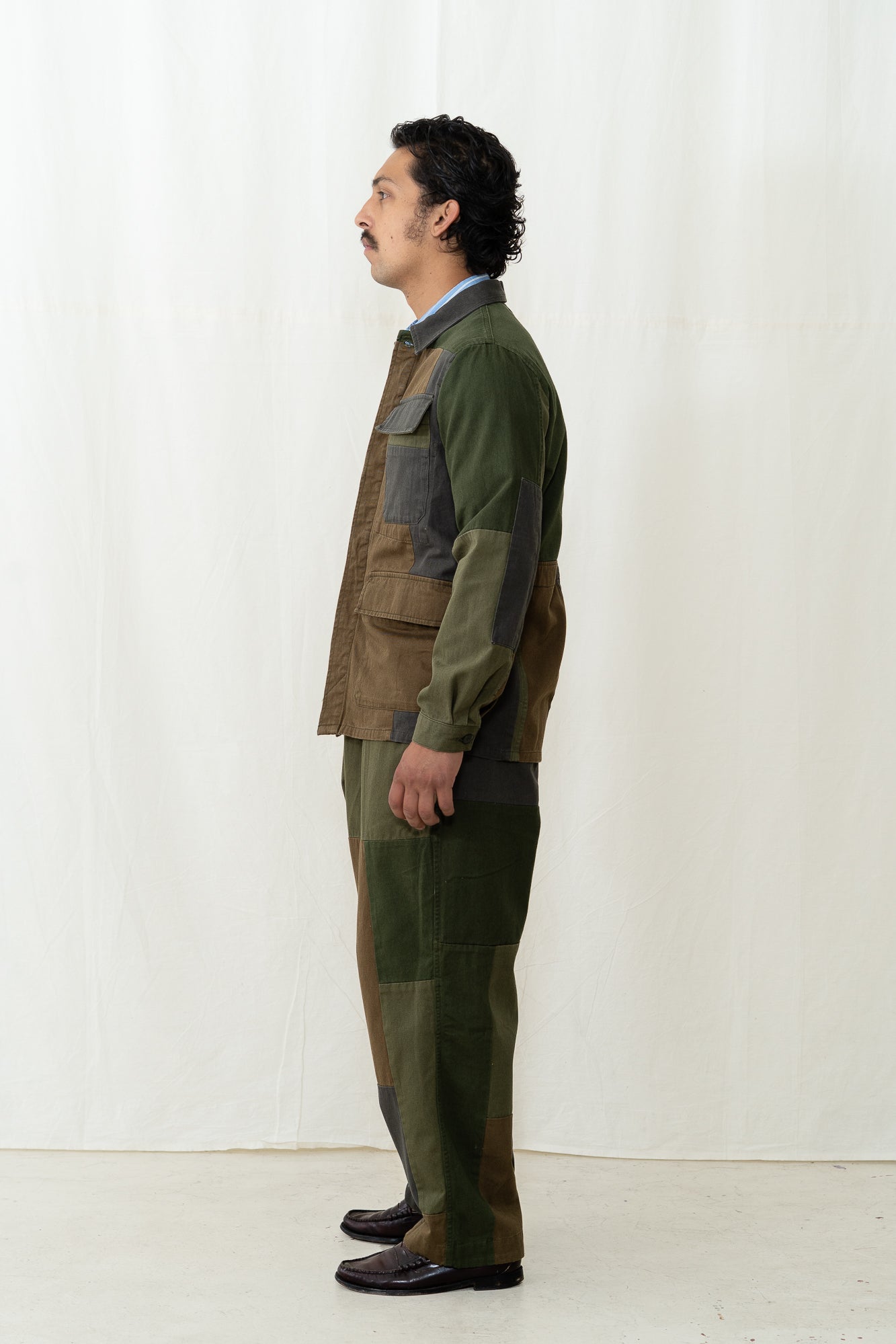 Universal Works MW Fatigue Jacket in Olive Patchwork