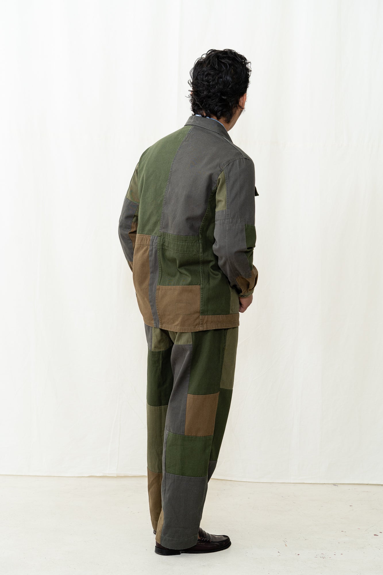 Universal Works MW Fatigue Jacket in Olive Patchwork