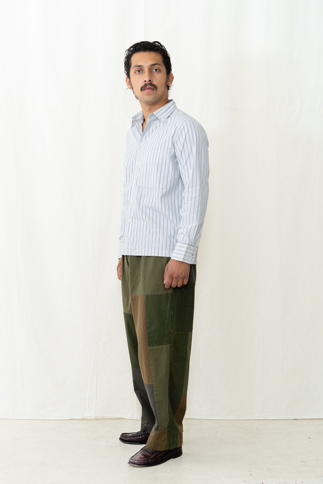 Universal Works Lucky Shirt in Grey Stripe