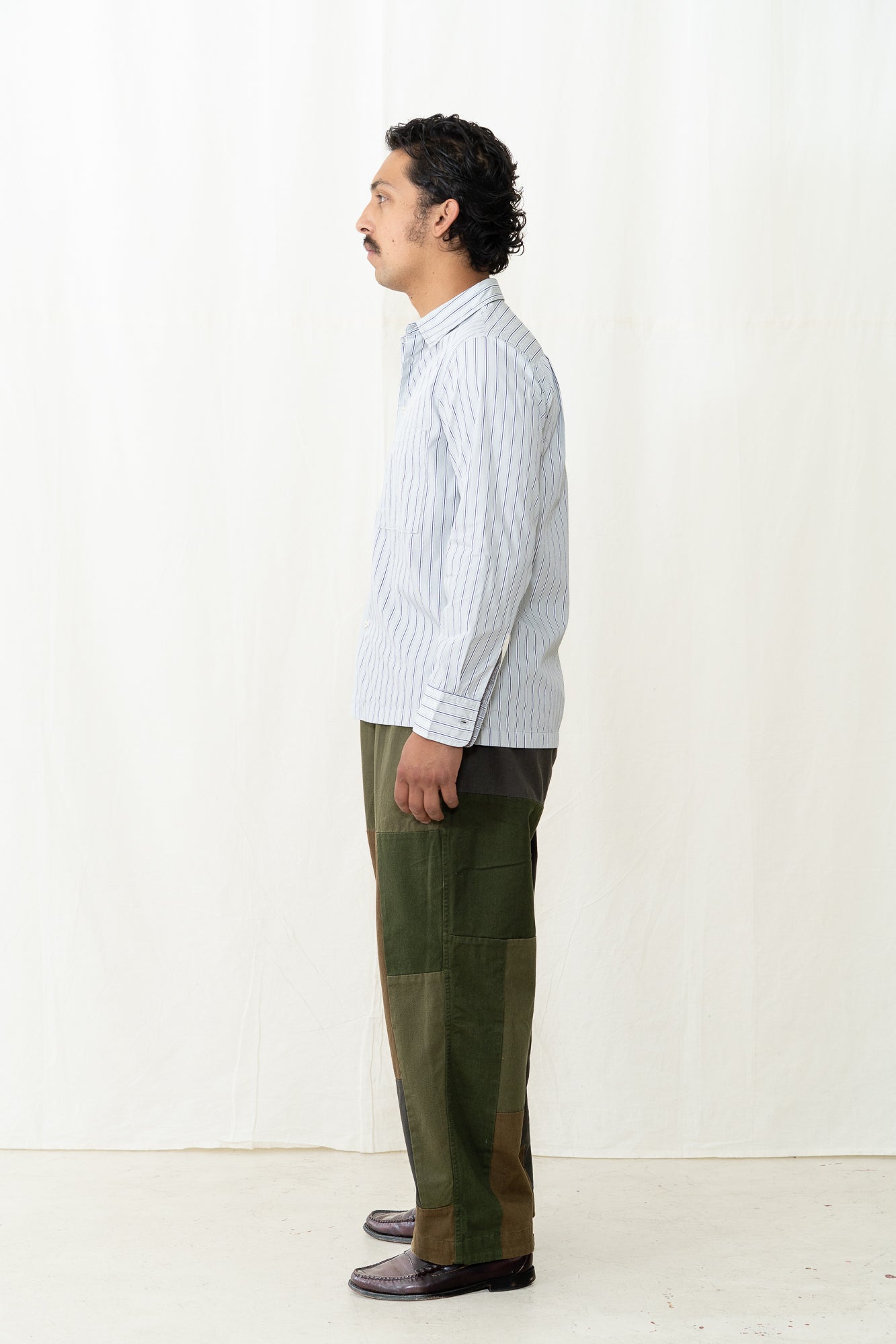 Universal Works Lucky Shirt in Grey Stripe