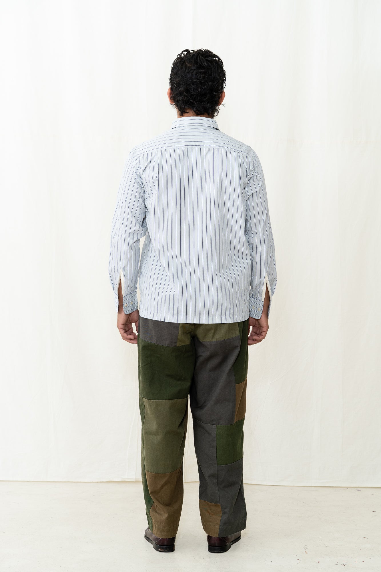 Universal Works Lucky Shirt in Grey Stripe