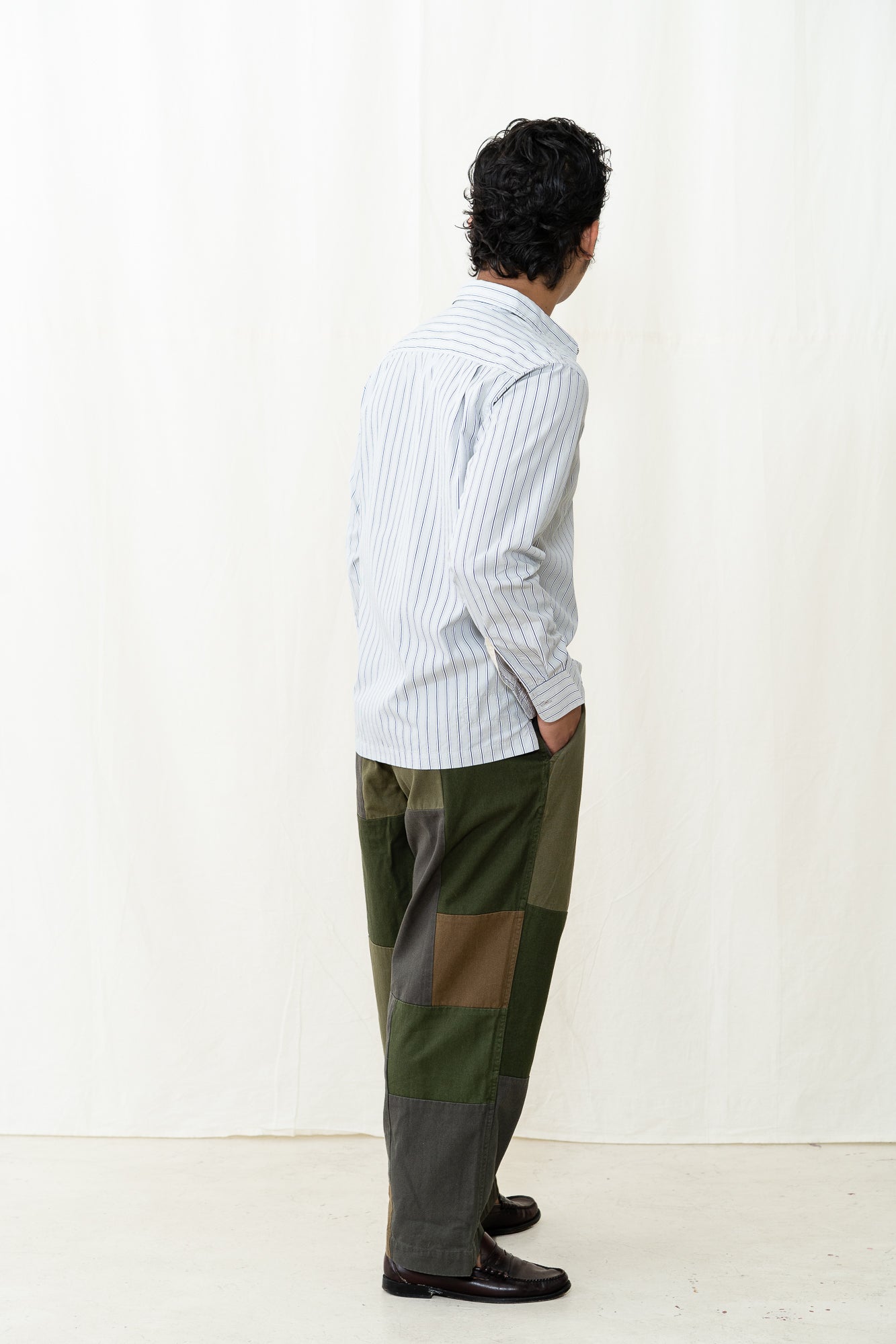 Universal Works Lucky Shirt in Grey Stripe