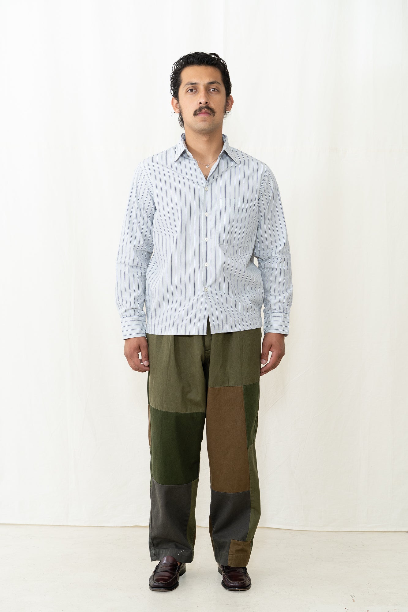 Universal Works Lucky Shirt in Grey Stripe