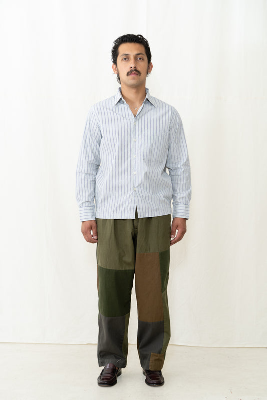 Universal Works Lucky Shirt in Grey Stripe