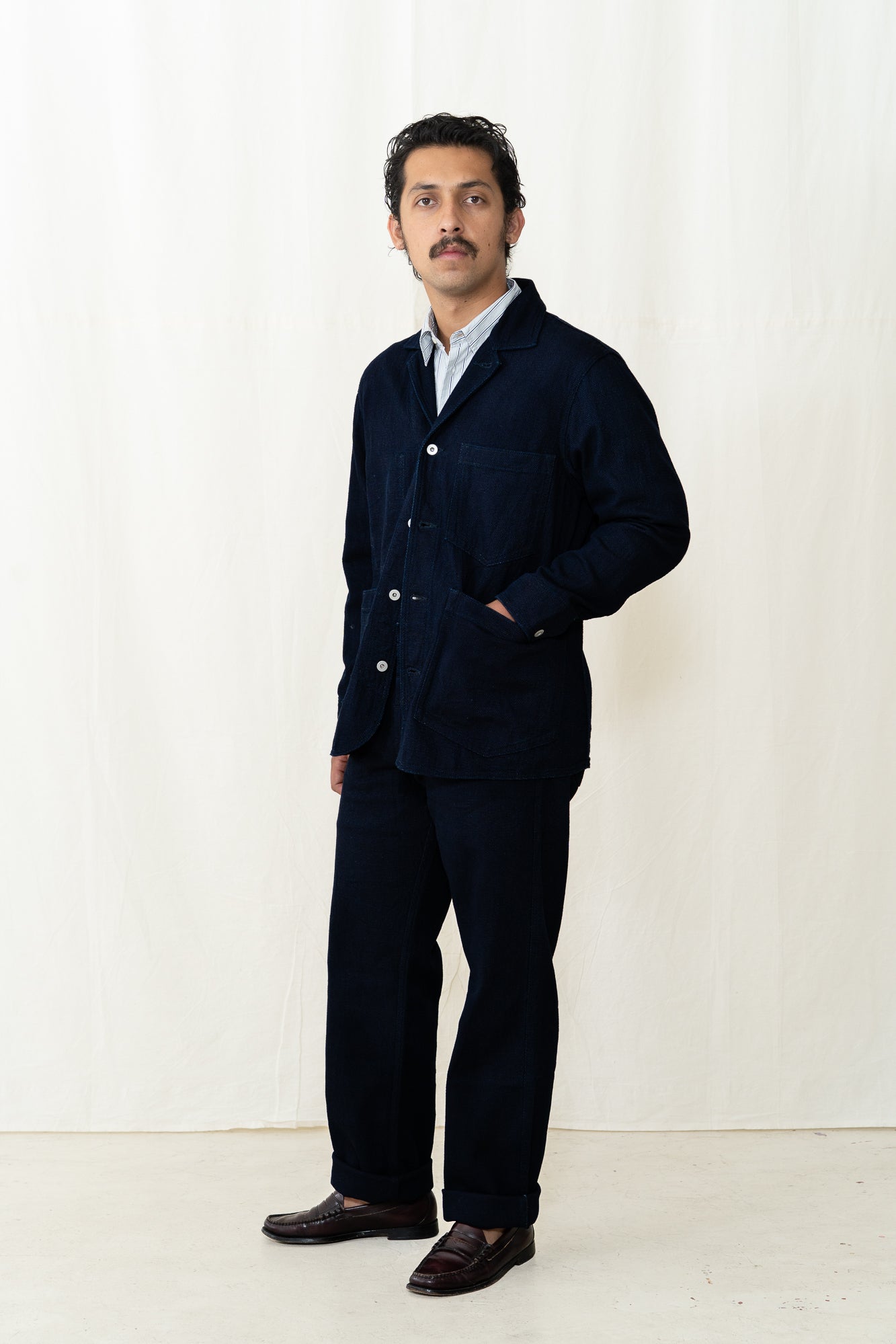 HANSEN Gary Blazer in Indigo Dobby