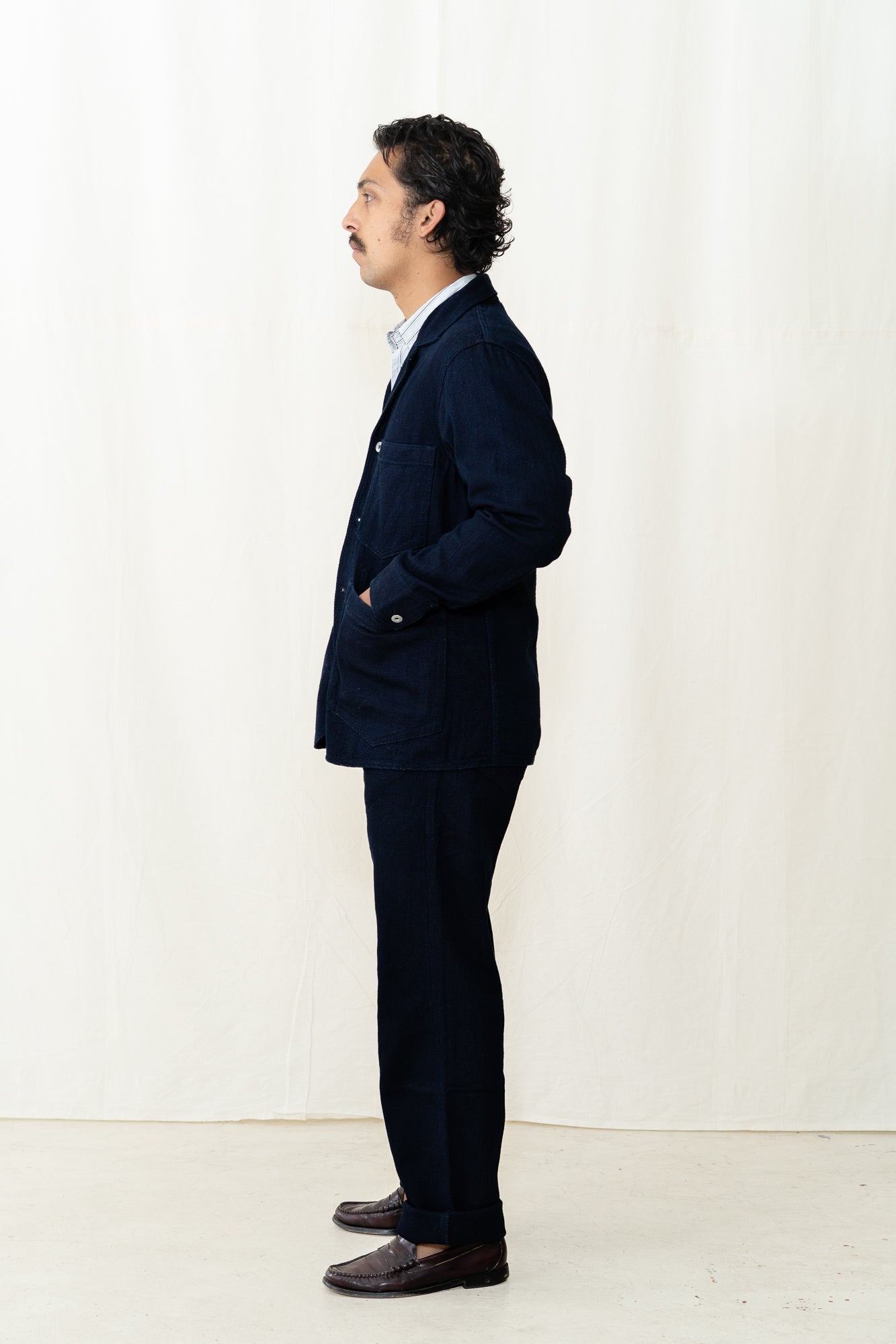 HANSEN Gary Blazer in Indigo Dobby