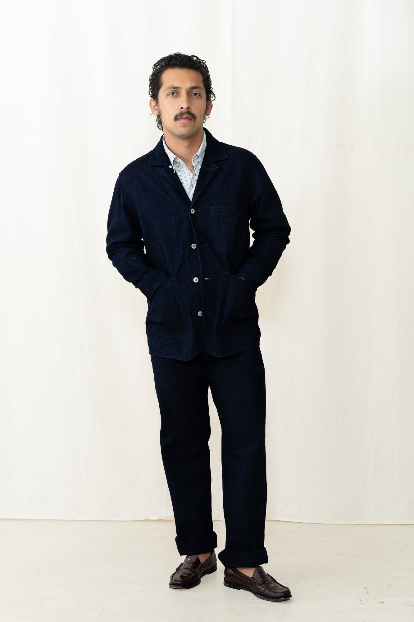 HANSEN Gary Blazer in Indigo Dobby
