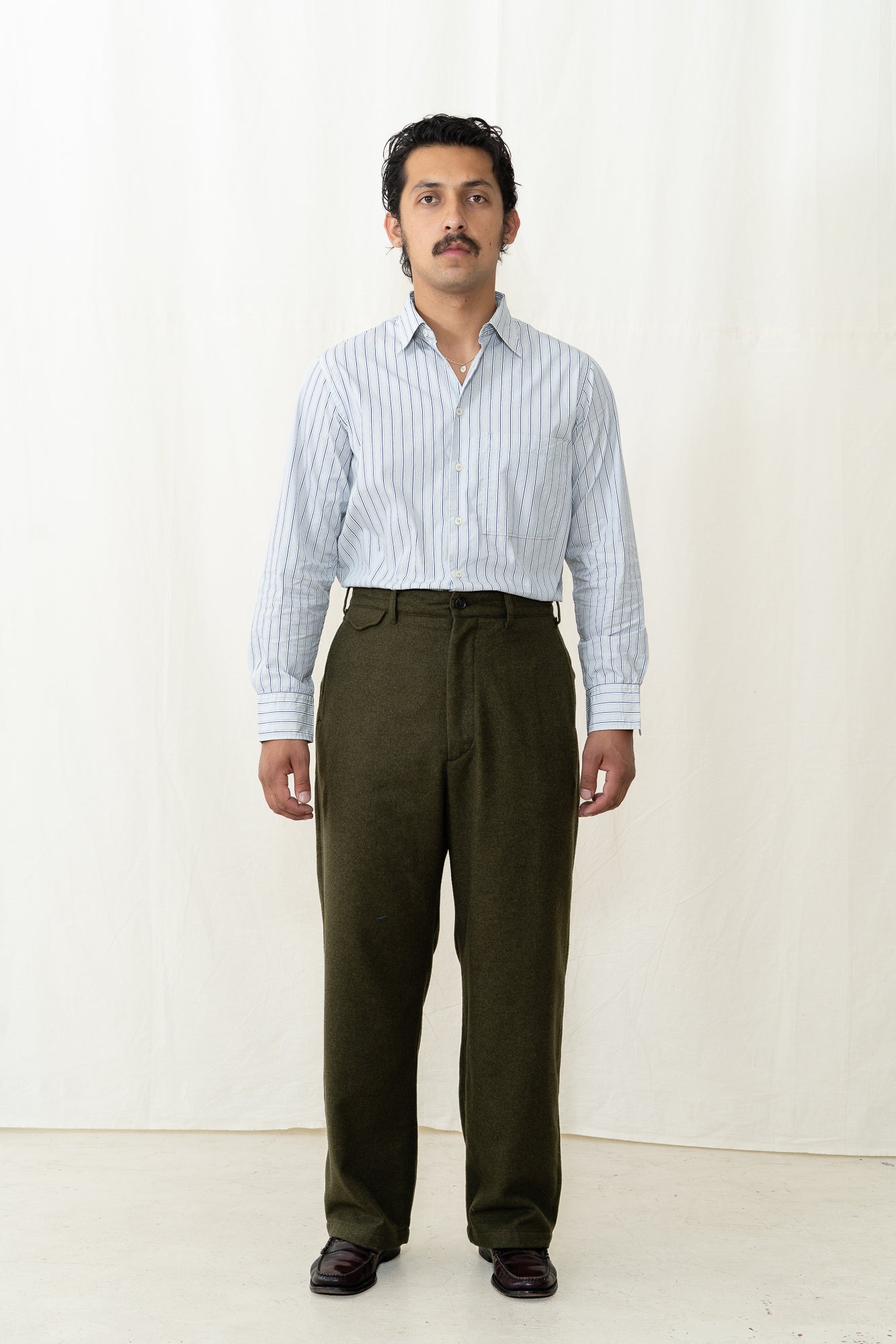 Engineered Garments Officer Pant in Olive Flannel