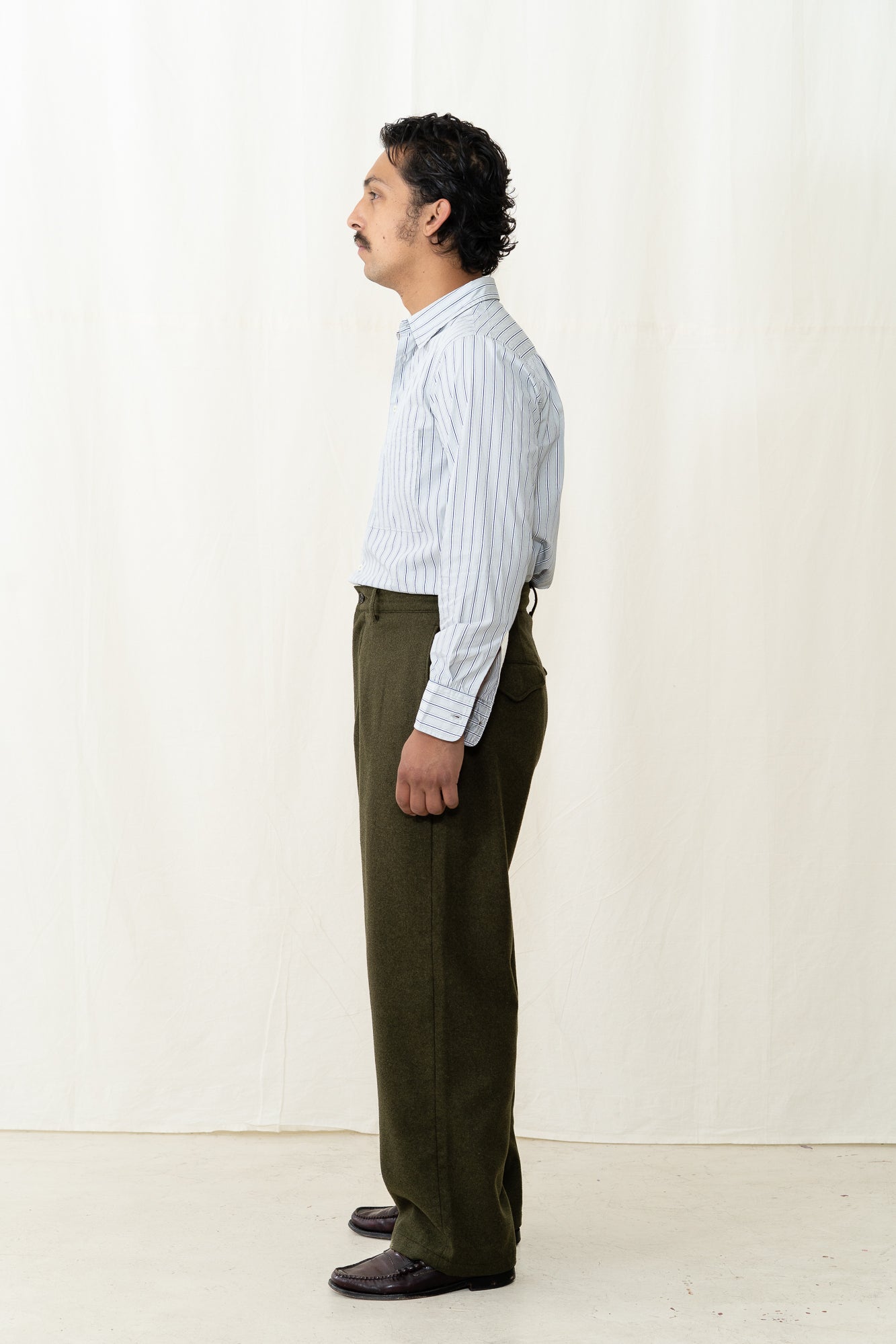 Engineered Garments Officer Pant in Olive Flannel