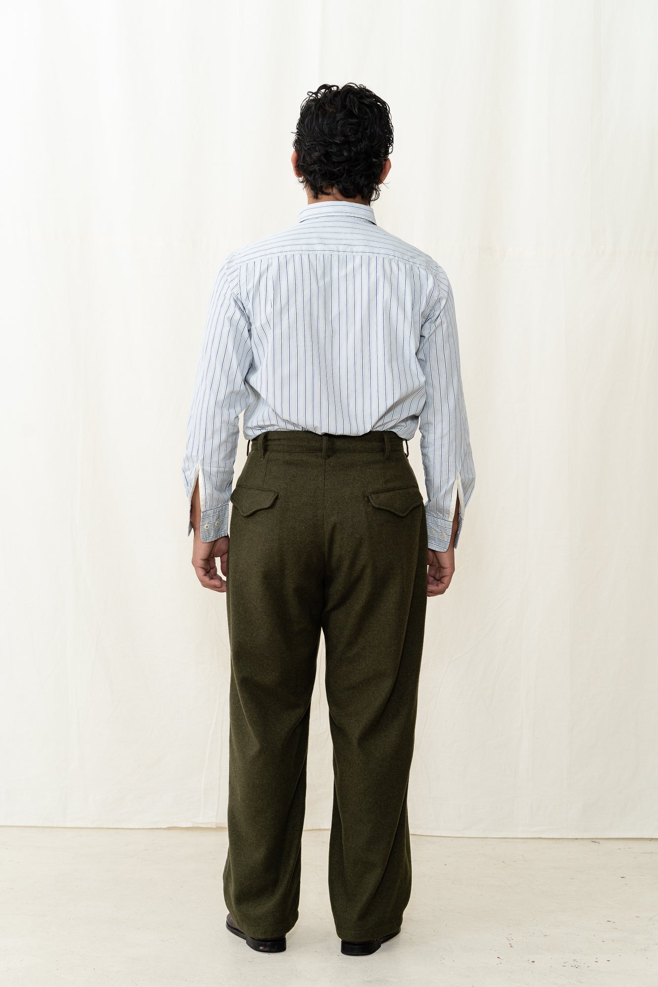 Engineered Garments Officer Pant in Olive Flannel