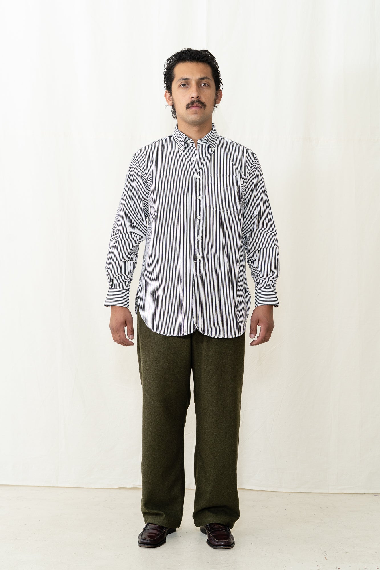 Engineered Garments BD Shirt in Brown Stripe