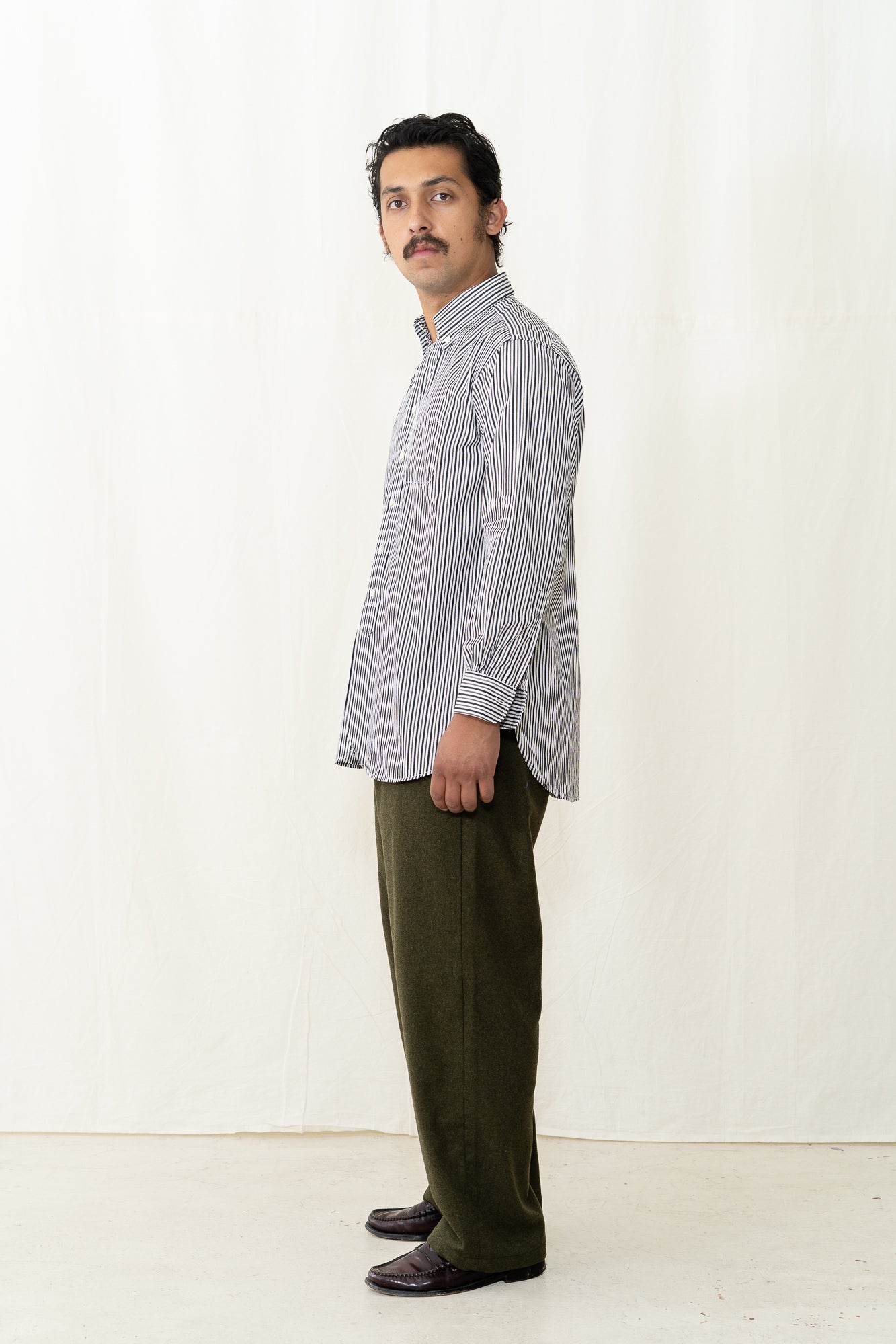 Engineered Garments BD Shirt in Brown Stripe