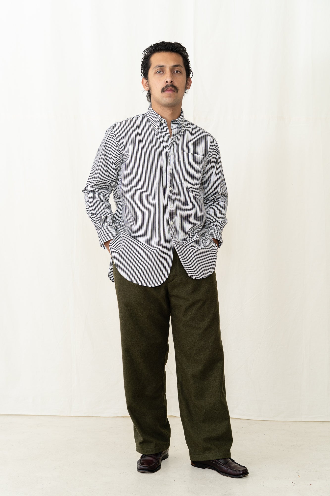 Engineered Garments BD Shirt in Brown Stripe