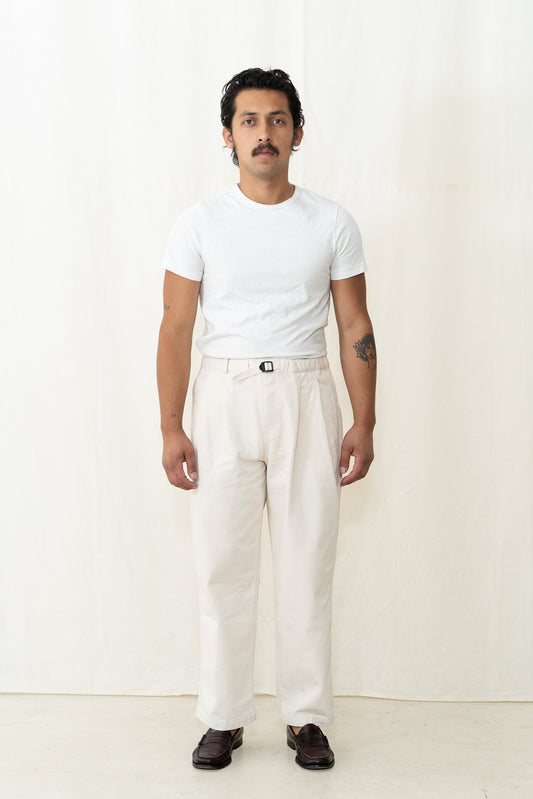 Kappy Two Tuck Wide Denim Pants in Ecru