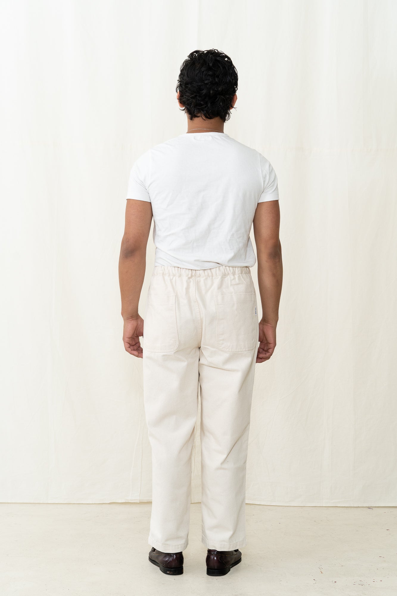 Kappy Two Tuck Wide Denim Pants in Ecru