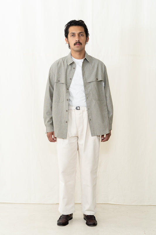 Kappy Stripe Pocket Work Shirt in Khaki