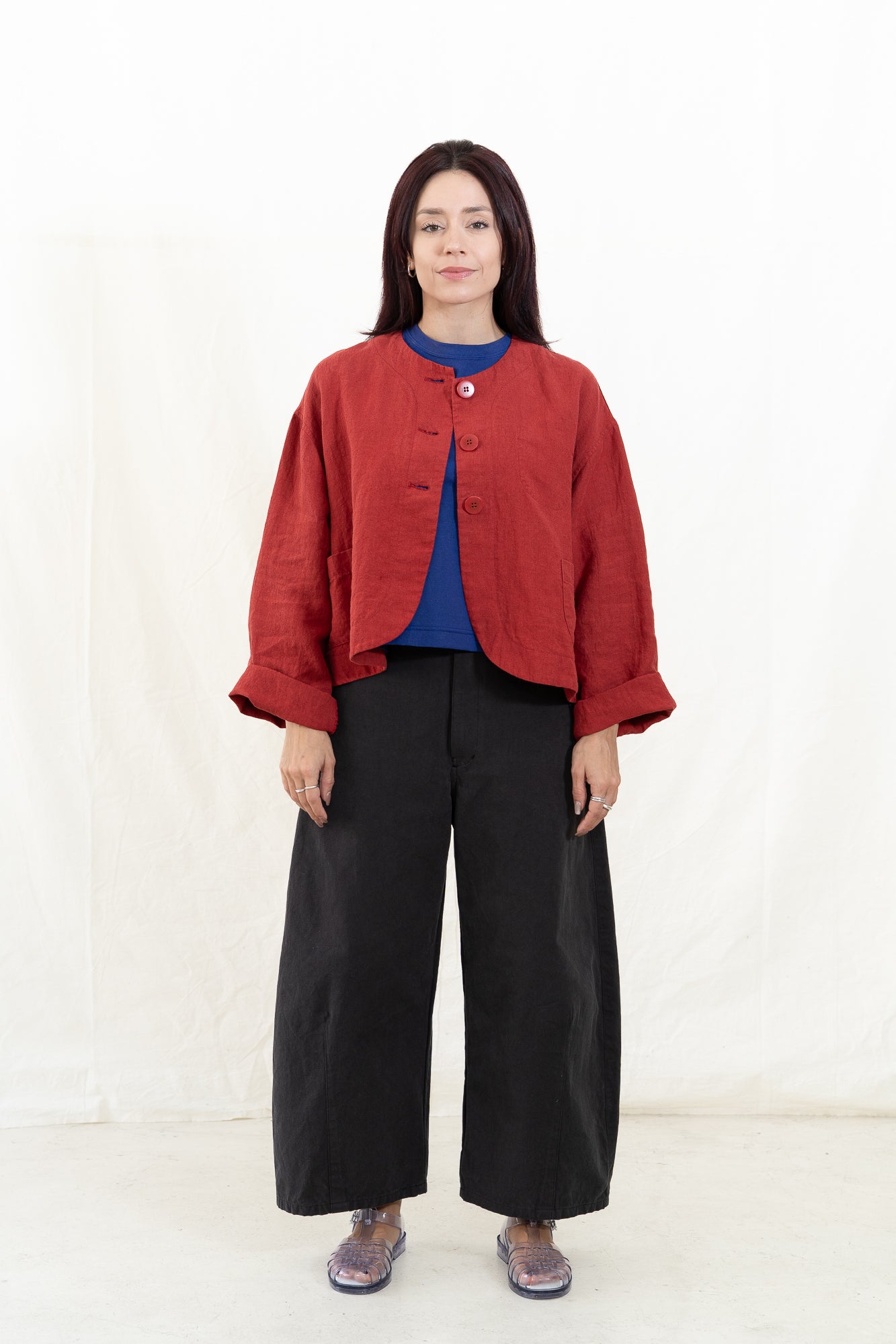SARAHWEAR Plain Linen Jacket