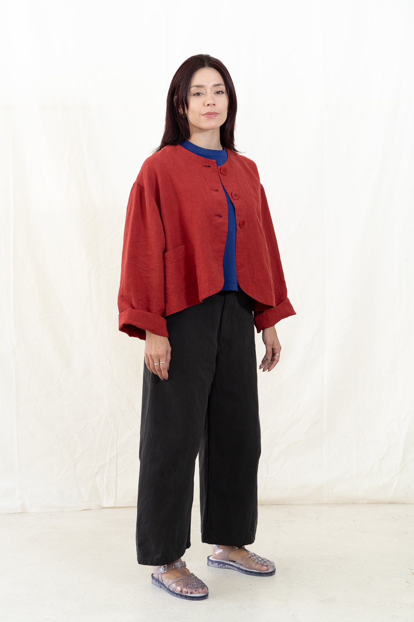SARAHWEAR Plain Linen Jacket